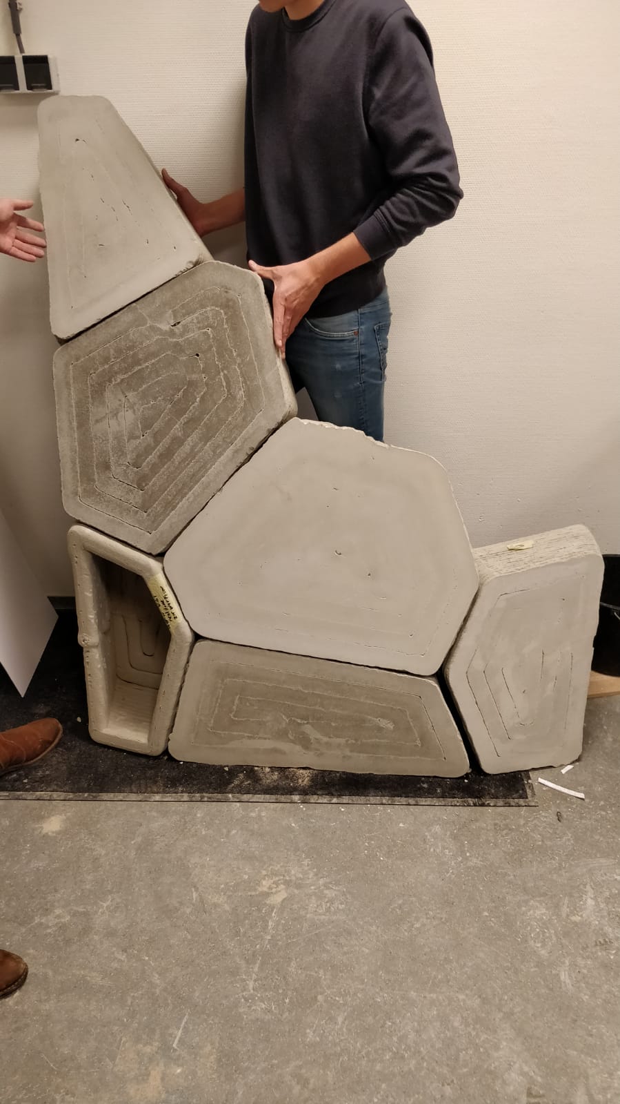 Trial assembly of printed blocks to check their fit