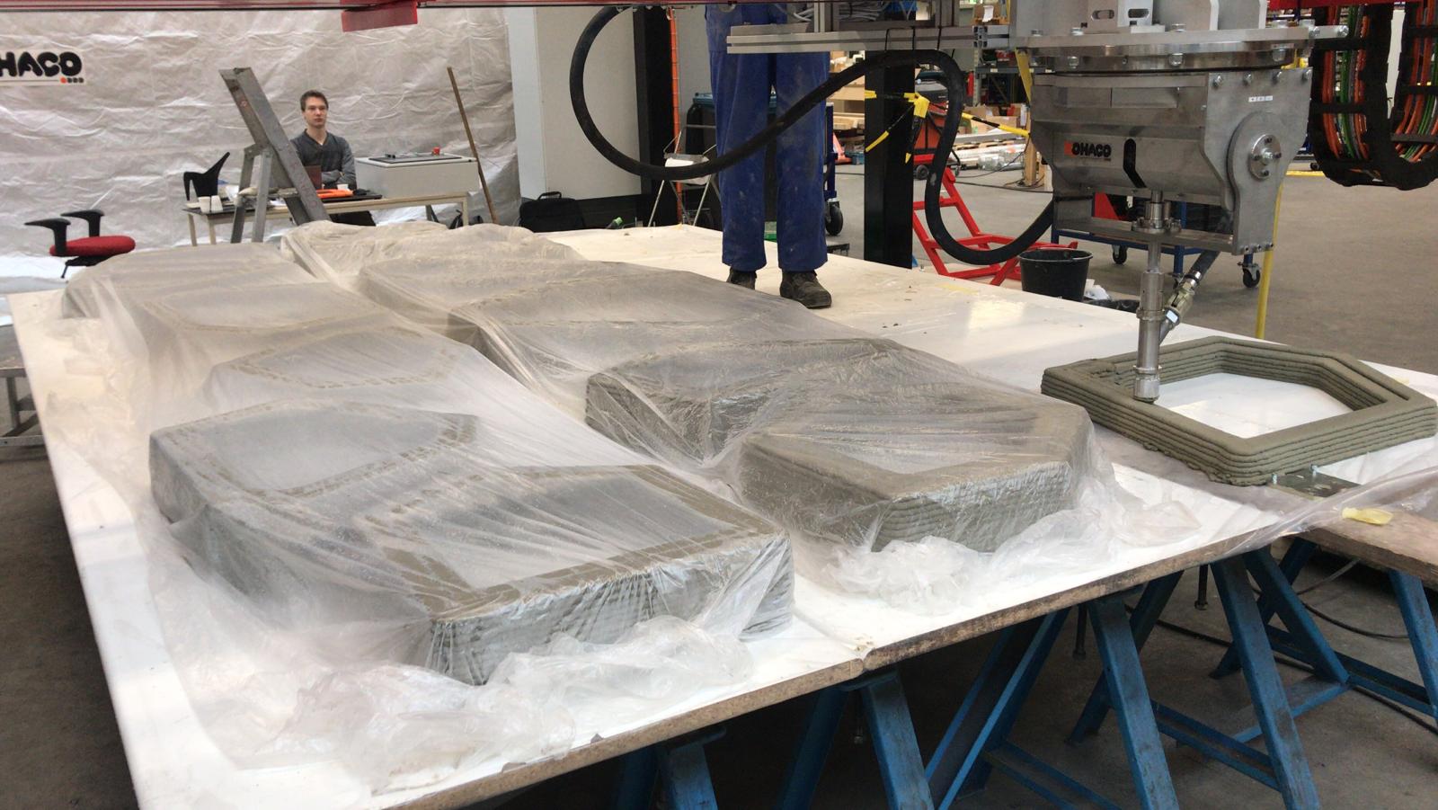 Printed Green Facade components prepared for fabrication
