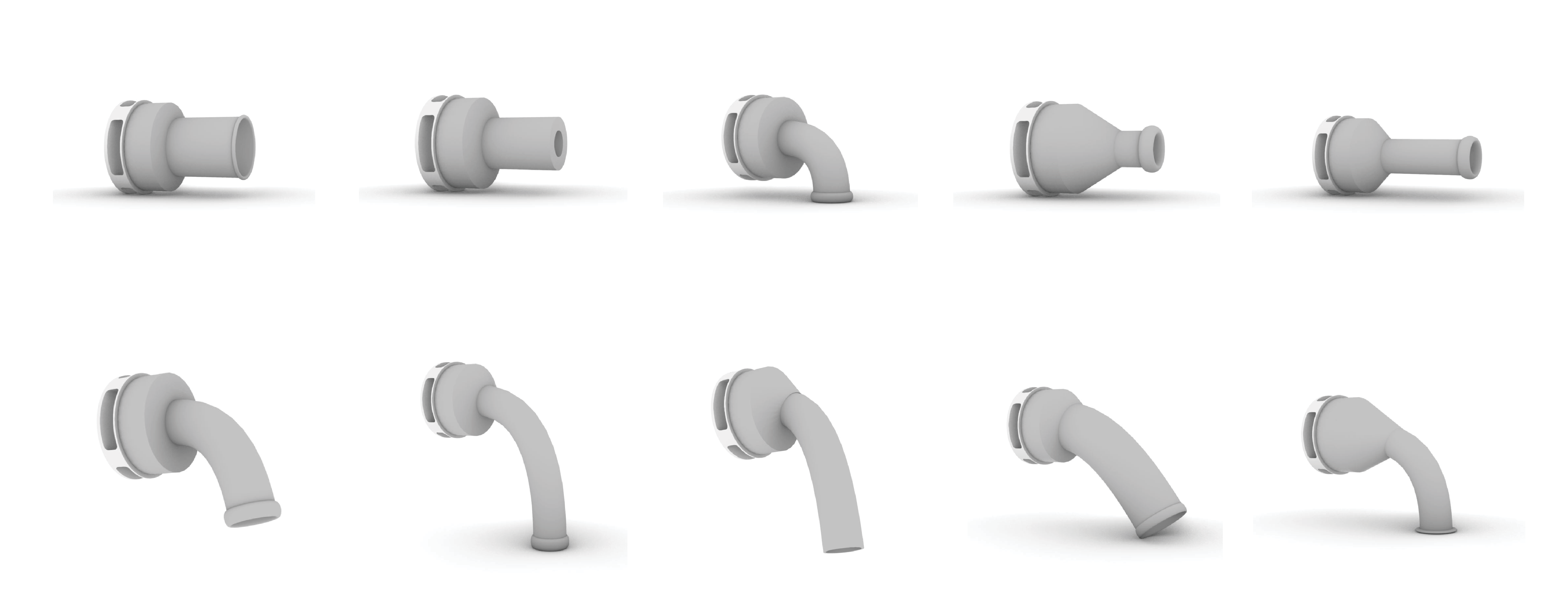 Ten parametric cannula designs with different lengths, openings, and curvatures